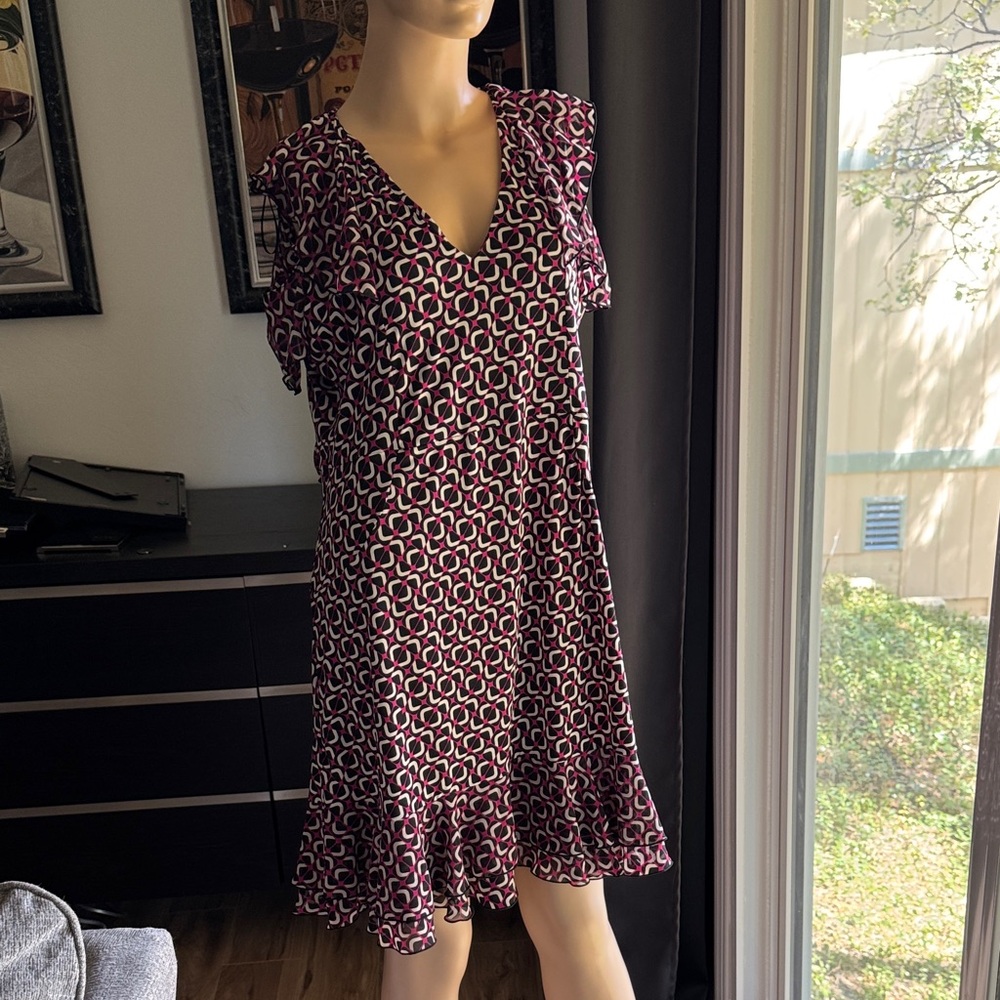 MICHAEL KORS   Elegant Patterned V-Neck Dress cold shoulder B-6